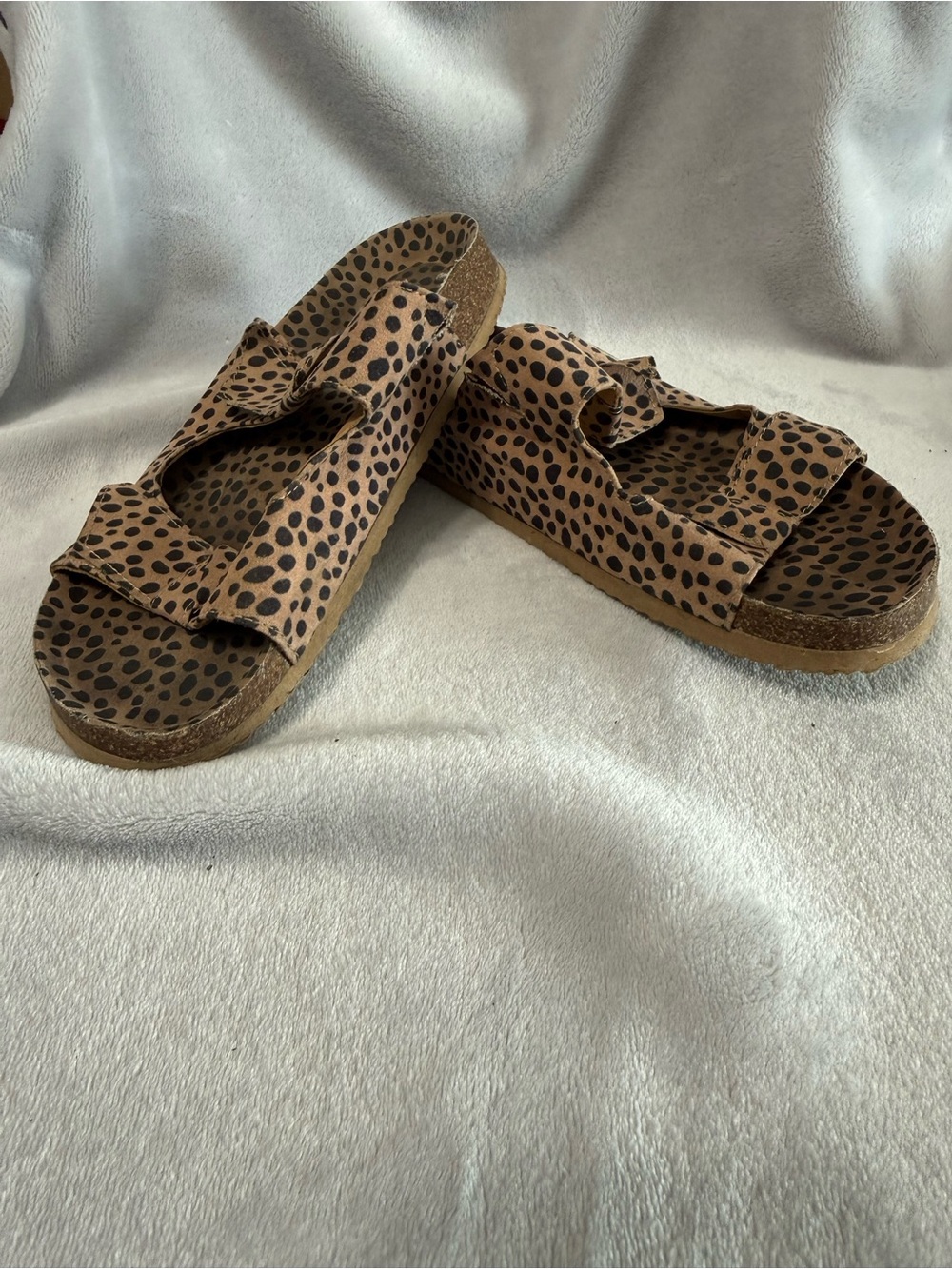Women’s Animal Print Slip-On Sandals in Brown